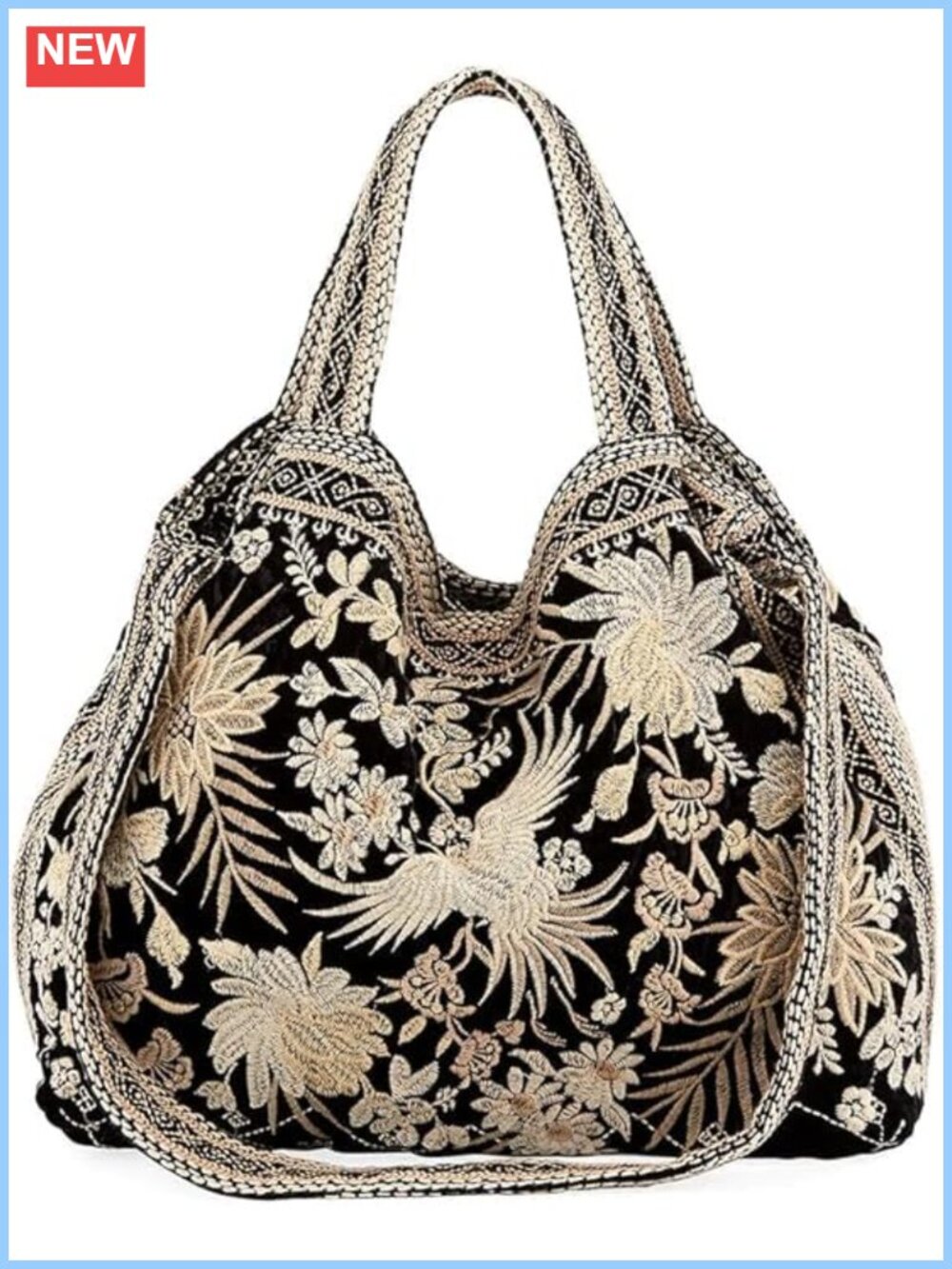 Johnny Was Othilia Crushed Velvet Embroidered Tote Bag Satchel